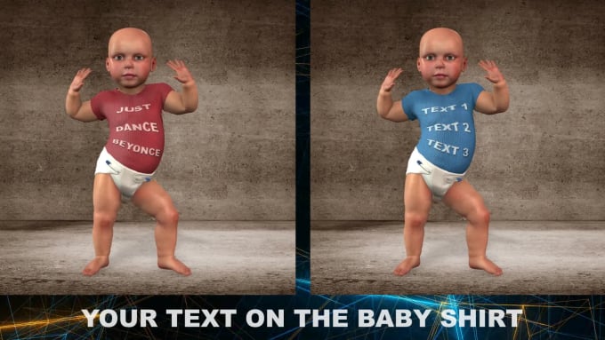 Add your text to the dancing baby shirt and make an animated gifs or video  by Videoaedance | Fiverr