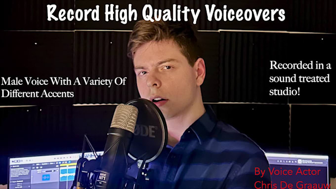 record deep male voice acting or voiceover for your project