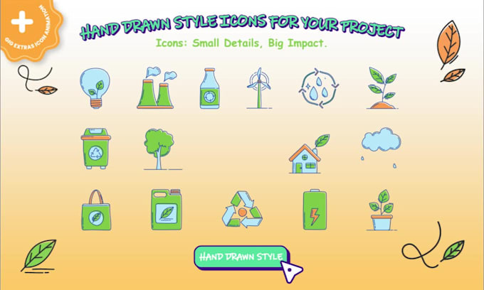 design hand drawn icons for webside, mobile, or social media