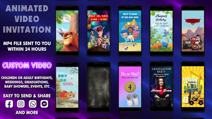 create custom video invitations for kids and adults