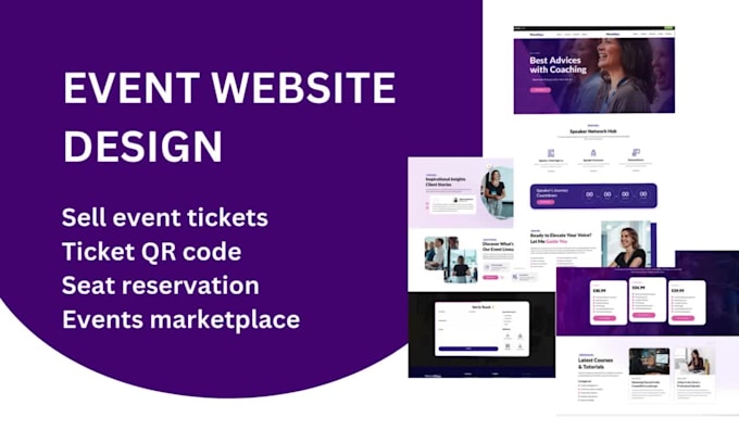 build event ticket websites with bookings, qr codes for rentals, weddings