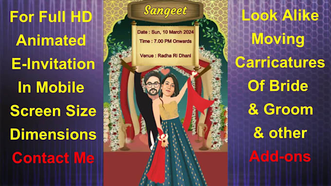 make caricature e invite video for wedding birthday