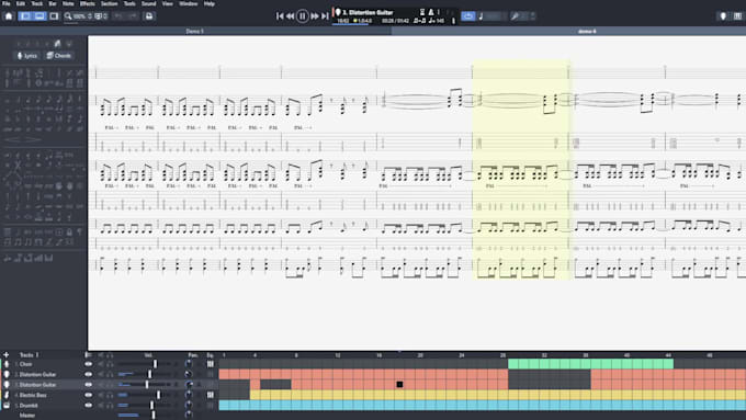 write a metal song in guitar pro