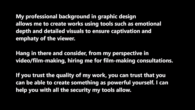 professionally give you insight on your film for festivals, read description