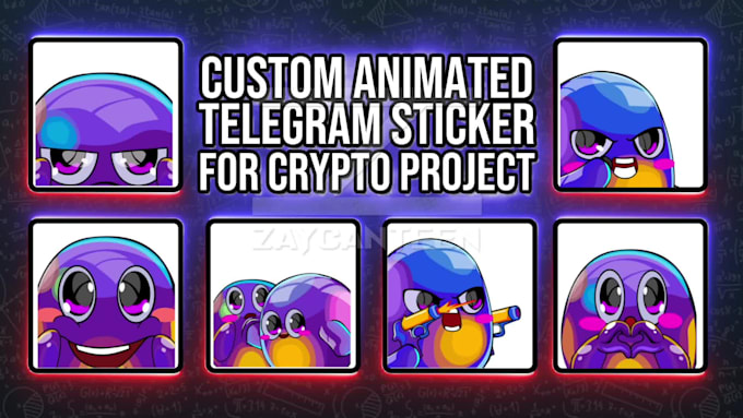 design custom animated telegram sticker for crypto project