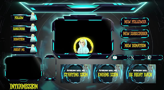 create a professional twitch overlay stream package