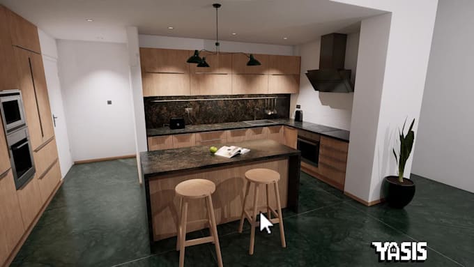 present animated interior and exterior design with clickable options