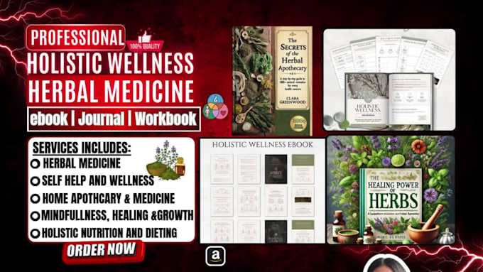 be holistic wellness ebook writer, herbal medicine, self help journal, workbook