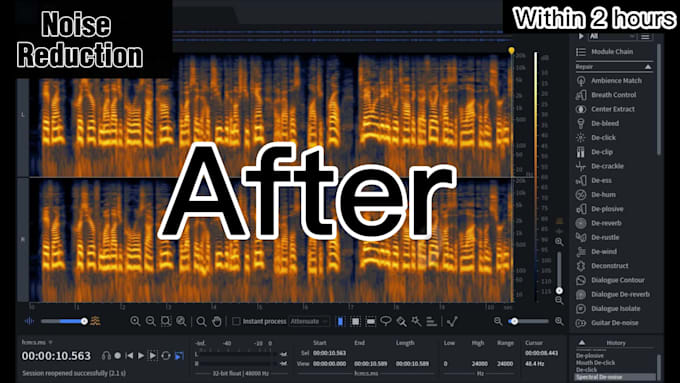 remove background noise, buzz, rain noise, fan, clean audio