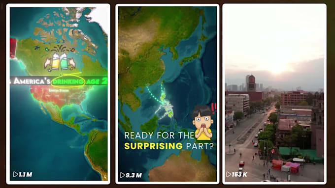 create map animation shots for tiktok and youtube videos