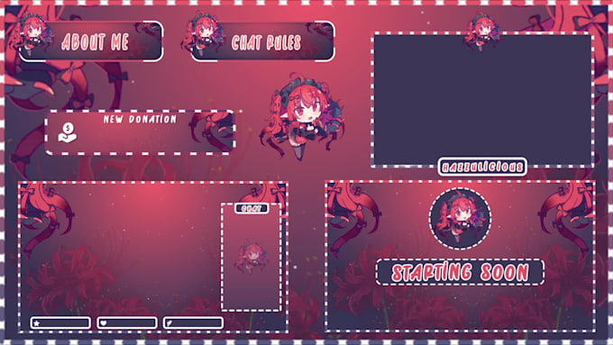 make cute animated vtuber stream overlays for kick and twitch