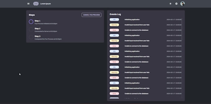 develop a react js frontend with API, dashboard with auth