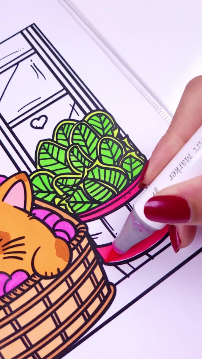record myself coloring one of your coloring book pages for social and amazon ads