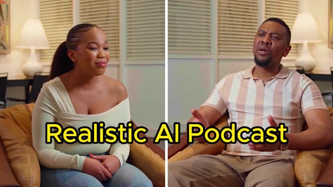 create a realistic ai podcast with hosts in any language