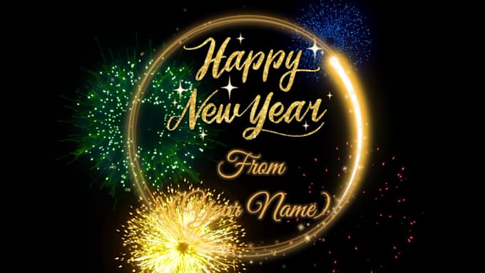 make happy new year 2025 fireworks video with your message