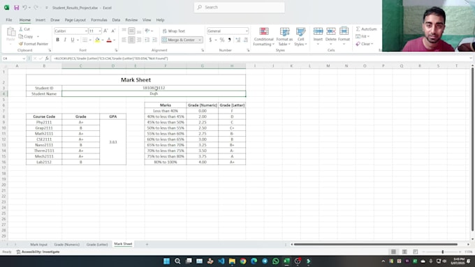 create a dynamic student result sheet in excel
