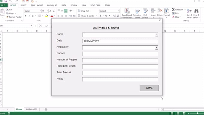 create a data entry software in excel