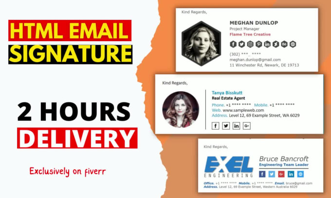 Design a clickable html email signature, outlook, gmail signature by ...