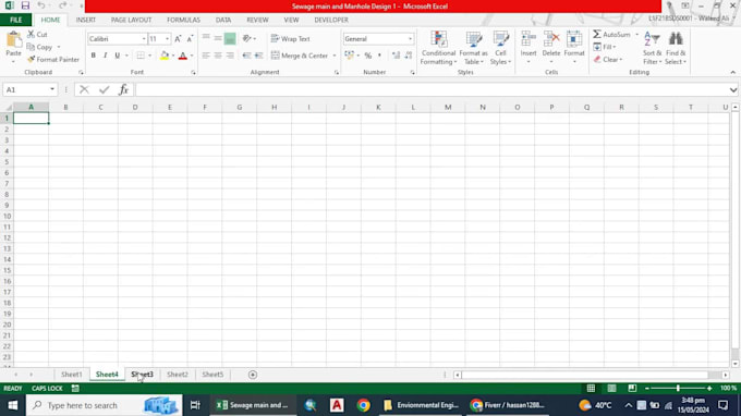 make excel file about water and sewerage design