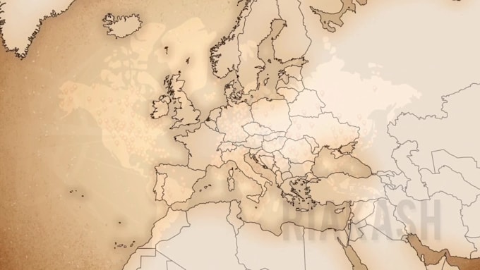 do travel map animation with icon, text and music