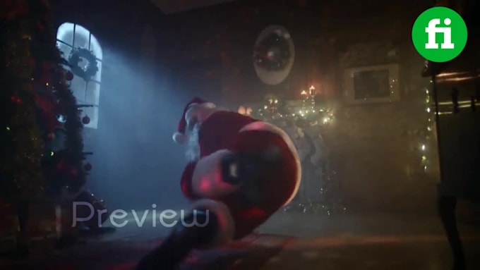 add logo and text christmas santa dance promo