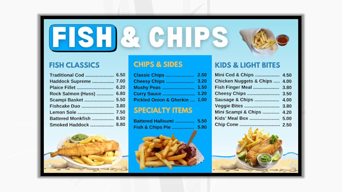 Price Menu Sign Design a stunning digital menu, price list signage for your business