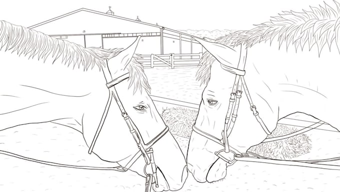 make digital line drawing for coloring book page