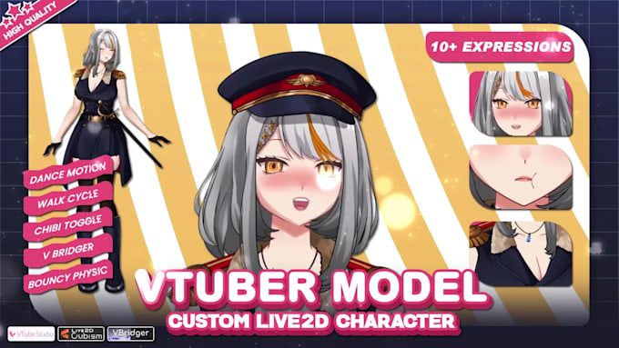 design live2d model, rig and animate for vtuber streamer