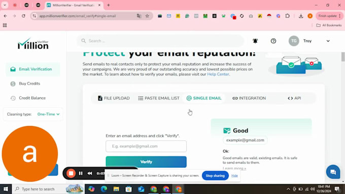 provide bulk email verification using million verifier