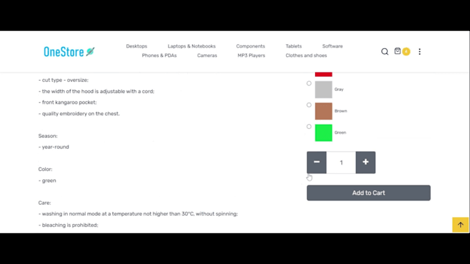 create an online store with a customized theme, setting cart and categories