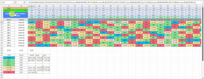 do premium automated shift schedule or rota or roster excel