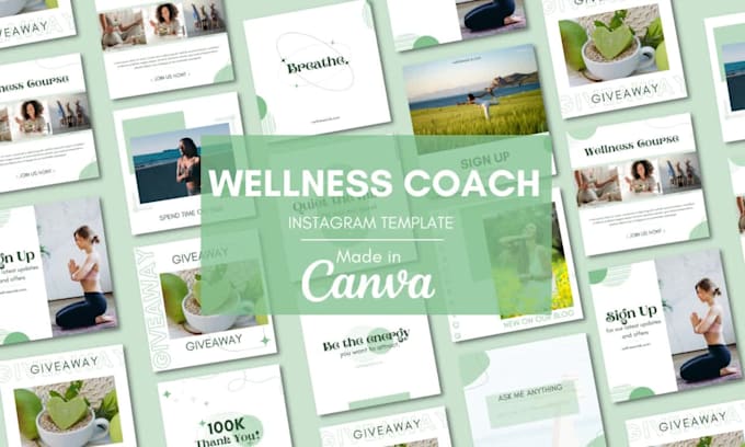 Design wellness coach instagram template in canva by Girlie_ | Fiverr
