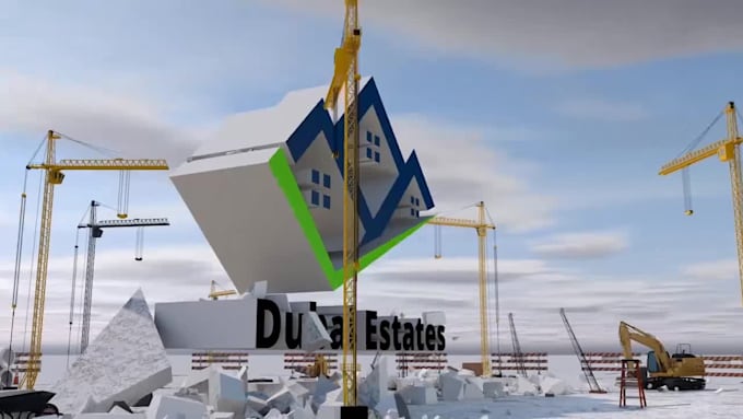 do 3d construction , architect or real estate logo animation
