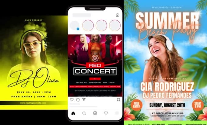 design canva ebook flyers, party, nightclub, social media flyer