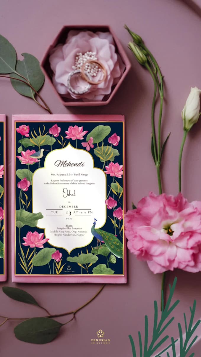 Design beautifully customised wedding cards by Venusianstudio Fiverr