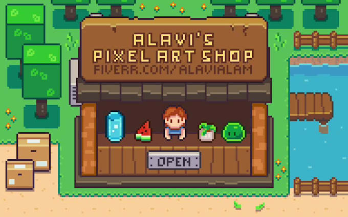 create pixel art animation and sprite sheet for your game character and props