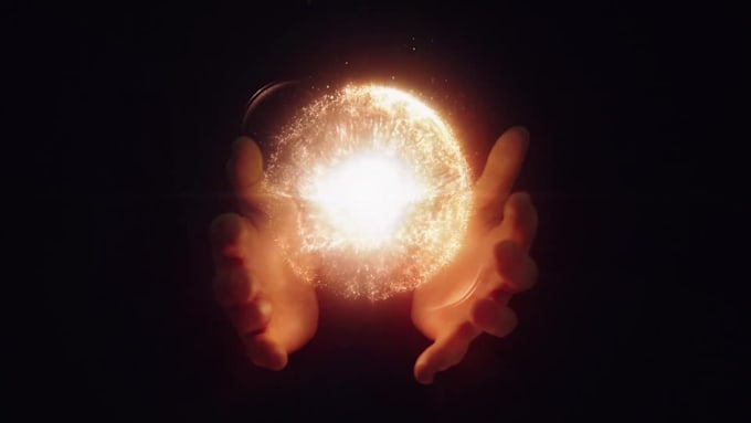 make hands light fire logo reveal video