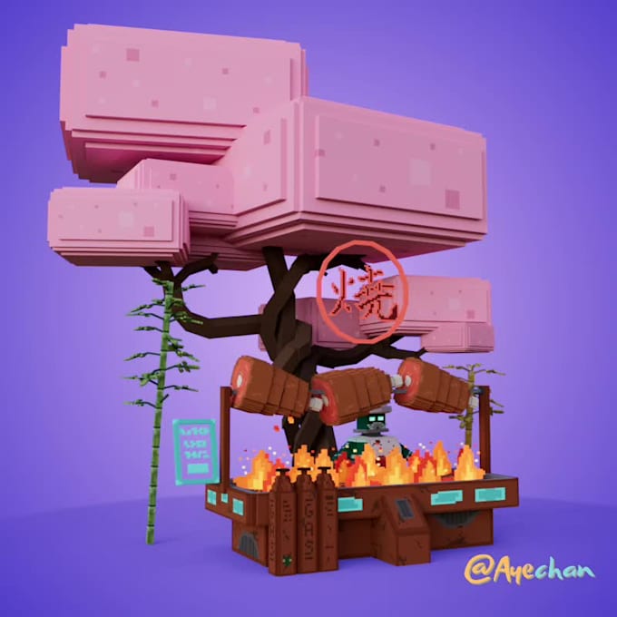 do cute 3d voxel art for your game, nft, sandbox metaverse or animation