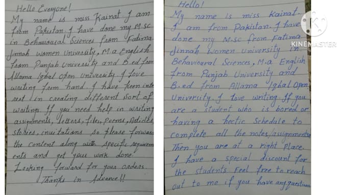 handwrite your assignments and works accurately and quickly