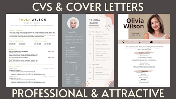 write design a modern professional resume, cover letter CV for your application