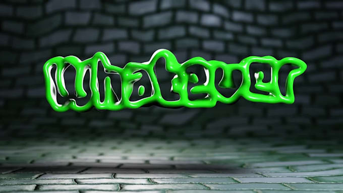 create a 3d text logo wiggle liquid animation