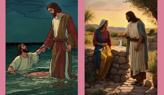 Bible story illustration, children bible story book, kids bible short