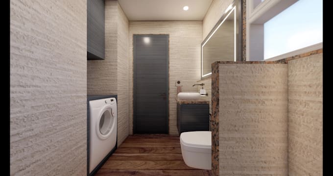 make 3d bathroom interior design and walkthrough video