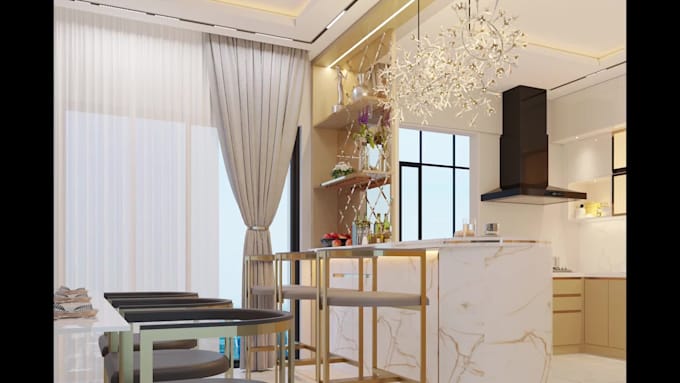 design and render photorealistic 3d residential interiors
