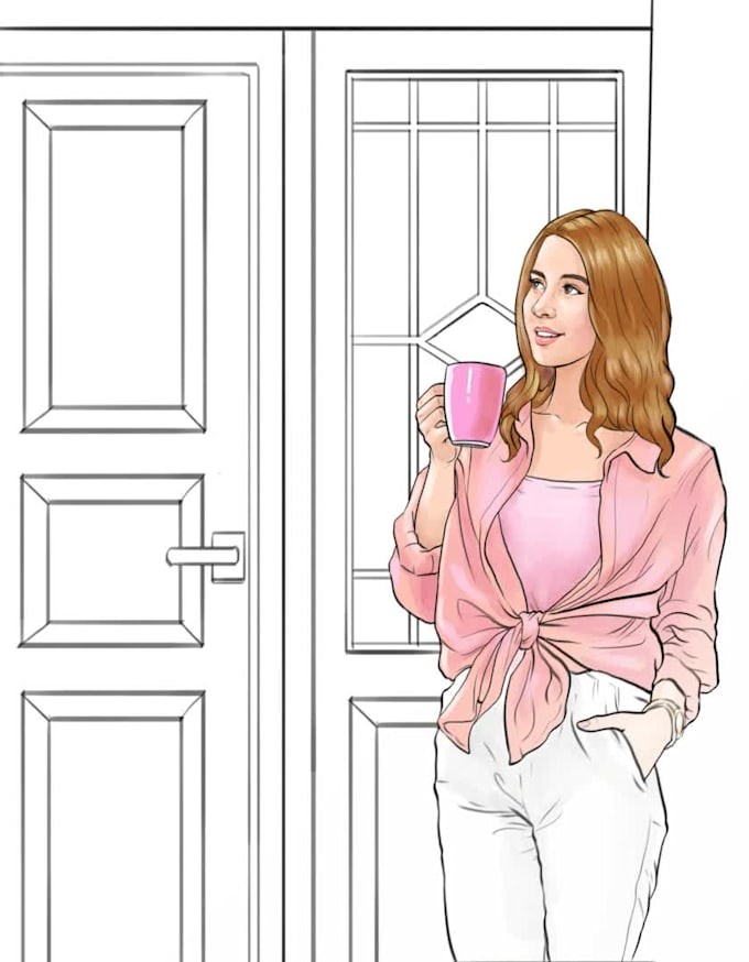 draw a frame of storyboard in black white line art or color