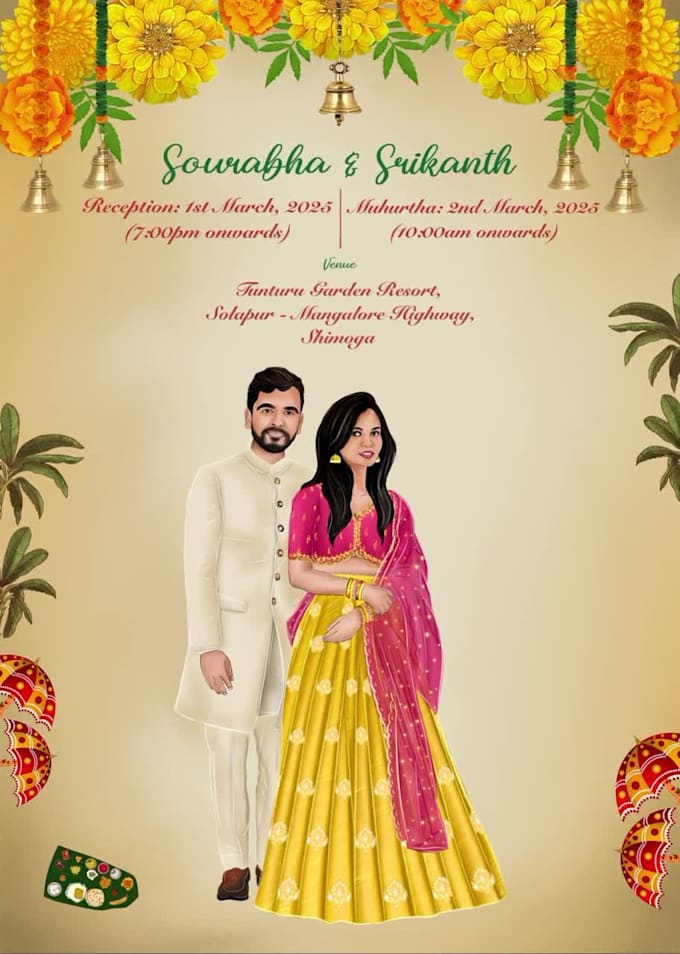 make caricature wedding invitations and save the date