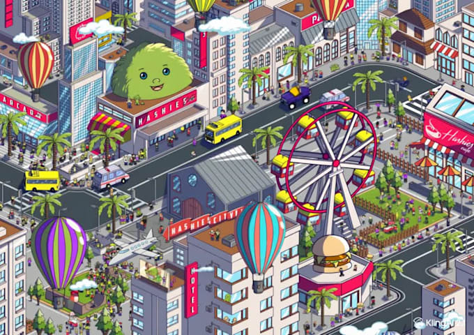create cartoon map like where waldo