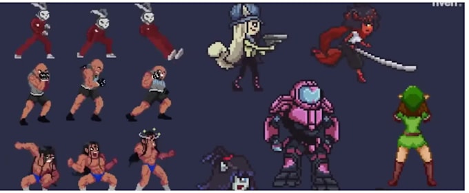 Create pixel art animation and sprite sheet for your game character and ...