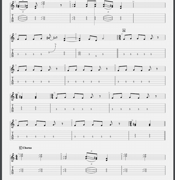 write guitar tabs for any song