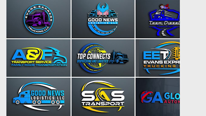 do transport logistic dispatch and trucking logo in 24hr